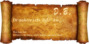Draskovich Béke névjegykártya